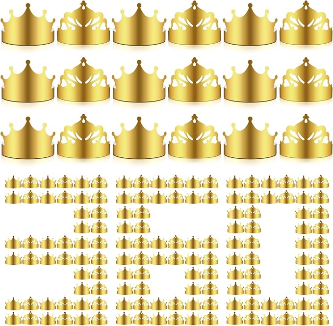 Nezyo 360 Pcs Paper Crowns Bulk King and Princess Crown Hats for Boys Girls Adults Birthday Celebration Supplies Baby Shower