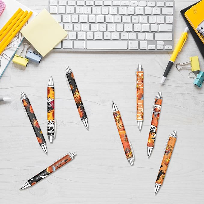 Basketball Pens Set – Fun Sports-Themed Writing Pens for kids,Students, and Coaches – Smooth Black Ink and Comfortable Grip – Great Party Favors, School Rewards, and Holiday Gift Ideas, 8 Pack