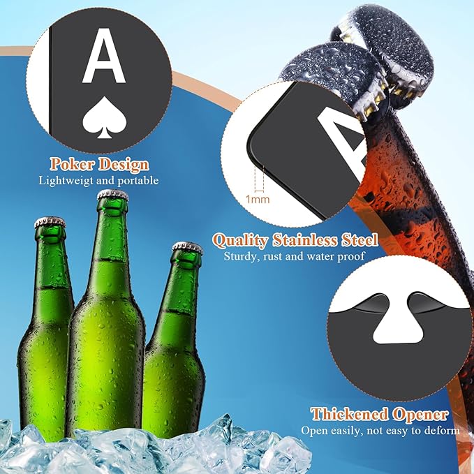 50 Pcs Ace of Spades Bottle Openers, Stainless Steel, Personalized Poker Card Bottle Openers,Nice for Wedding Party Favors, Groomsmen Gifts & Bulk Bar Supplies