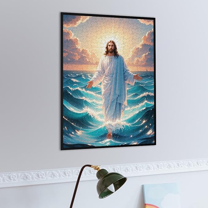 Jigsaw Puzzles for Adults 500 Piece - Jesus Walk On Sea Wooden Puzzle，Funny Puzzle，Unique Gifts for Wall Art ，Family Puzzles，Educational Games，Challenge Puzzles