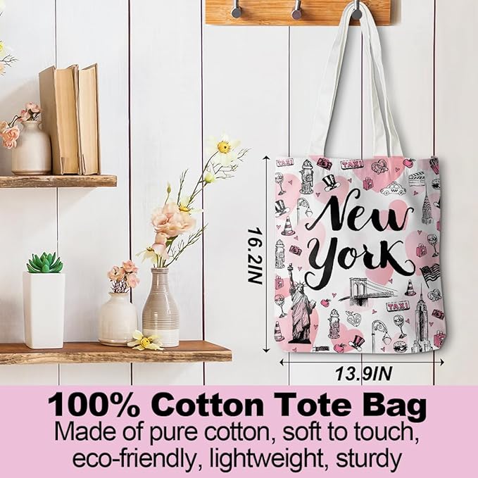 Jeilink New York Souvenirs and Gifts Beach Weekender Tote Travel Reusable Grocery Bags Girls Trip