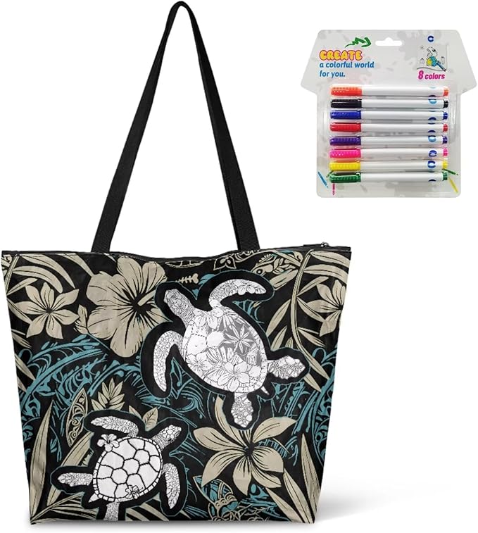 Cartoon Animal Printed DIY Coloring Tote Bag Waterproof Paper Handbags for Women Large Travel Shoulder Bags Purses