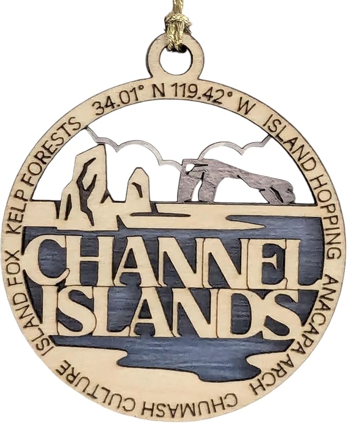 Channel Islands National Park Ornament - 3" Wood Laser Cut Christmas Decoration with Island Scene