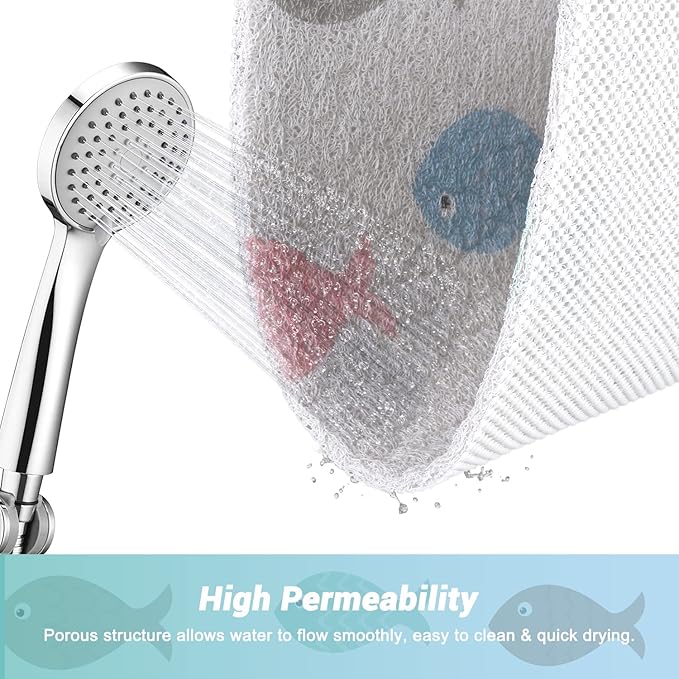 Shower Mat Non-Slip, Soft Comfort Bath Mat with Drainage Holes, PVC Loofah Massage Bathmat for Shower,Tub,Bathroom,Wet Areas, Quick Drying