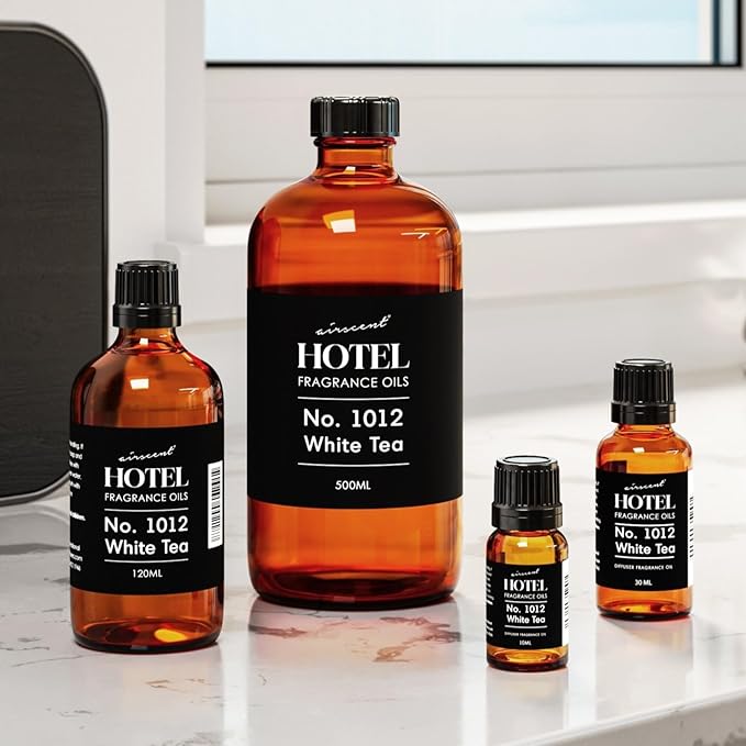 AirScent Hotel Diffuser Oil No. 1012 Inspired by The Renowned White Tea Hotel Scent - Premium Fragrance Oil for Ultrasonic and Waterless Diffusers and Crafting - 500 mL, 16.9 fl oz Bottle