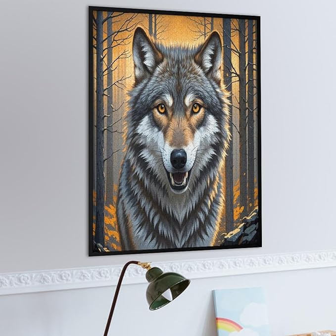 Puzzles for Adults 1000 Pieces Wooden Jigsaw Puzzle - King of Wolves Theme Puzzle，Party Games，Family Toys，Educational Puzzles，Stress Relief Wooden Puzzle，Gifts for Family，Colleagues and Friends