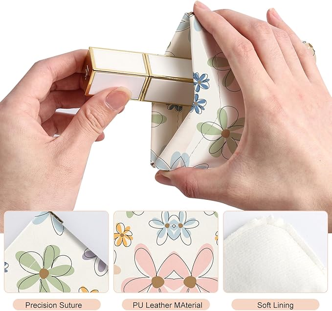 2Pcs PU Leather Small Squeeze Coin Purse Pouch Mini coin Bag Unique And Cute Wallet Cosmetic Bags Change Bag For Women Girls Men （Black Powder Line Flower