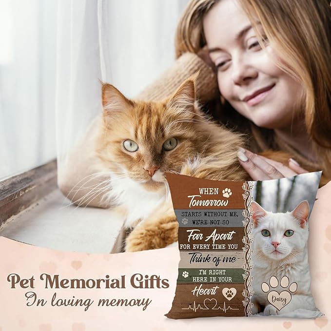 Custom Cat Memorial Throw Pillow (Insert Included), Cat Memorial Gifts, Cat Memorial Pillow, Cat Memorial Gifts for Loss of Cat, Pet Memorial Gifts for Cats, Pet Loss Sympathy Gift