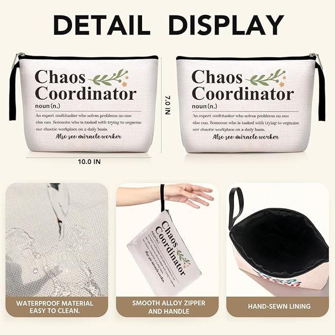 Hanamiya Na Chaos Coordinator Definition Makeup Bag Appreciation Chaos Coordinator Gifts for Women Boss Coworker Teacher Manager Mom Cosmetic Bag Zipper Pouch Bag Travel Toiletry Bag for Christmas
