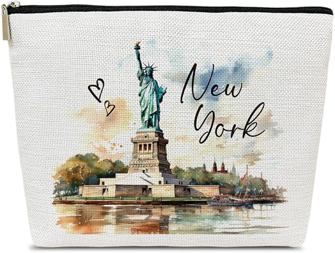 New York Travelling Gift Makeup Bag, City Travel Cosmetic Bag for Purse, Watercolor Gift, New York Souvenir, Trip Favors for Traveller, Travelling Lovers, City Themed Organizer