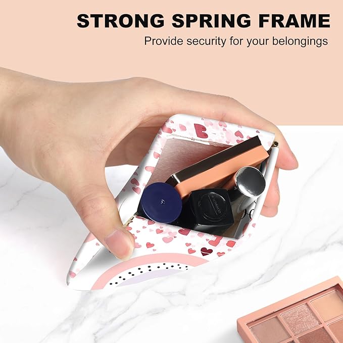 2Pcs PU Leather Small Squeeze Coin Purse Pouch Mini coin Bag Unique And Cute Wallet Cosmetic Bags Change Bag For Women Girls Men （Heart and Rainbow1