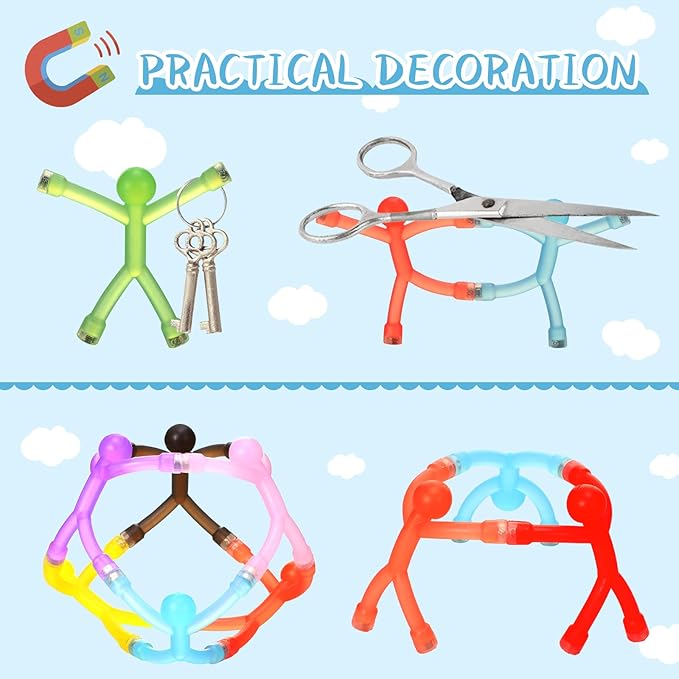60 Pieces Fridge Magnets Humanoid Cute Men Colorful Refrigerator Magnetic Toys for Kids Translucent Magnetic Magnets for Adults Lockers, Fridge, Office, Whiteboard Decoration