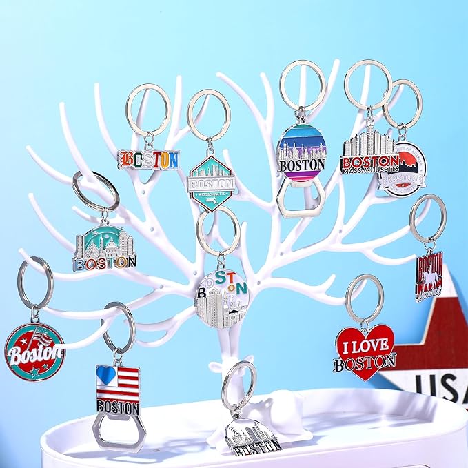 Landical Boston Keychain Metal Bulk Boston Souvenir Gifts Massachusetts Travel Gifts Key Ring Souvenirs Bottle Opener