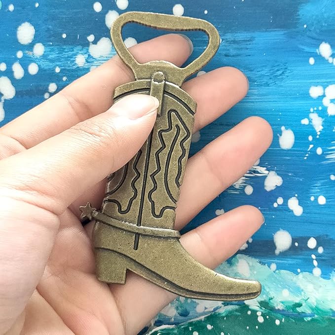 24PCS Cowboy Boot Bottle Opener "Just Hitched"Stainless Steel Opener Wedding Favor Perfect Gifts Vintage Bridal Shower Birthday Baby Shower Party Decorations (Cowboy Boot, 24)