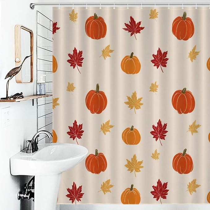 Fall Thanksgiving Pumpkin Shower Curtain Waterproof Washable Fabric Bathroom Shower Curtains for Bathroom Decorations Home Indoor Decor 56x72Inch