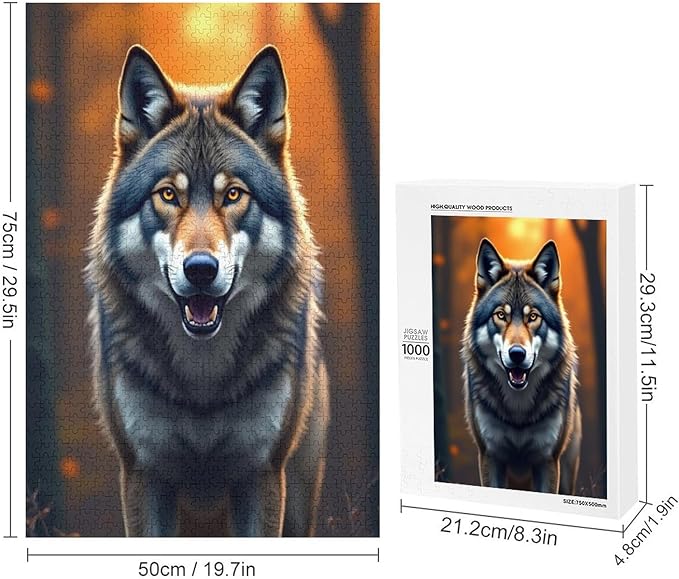 Puzzles for Adults 1000 Pieces Wooden Jigsaw Puzzle - King of Wolves Theme Puzzle，Party Games，Family Toys，Educational Puzzles，Stress Relief Wooden Puzzle，Gifts for Family，Colleagues and Friends