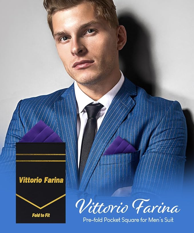Premium Pre-Folded Four-Point Suit Pocket Square for Men with Sewn Pocket Fold