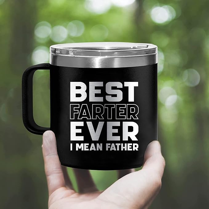 Best Farter Ever I Mean Father Tumbler Fathers Day Mug - Worlds Best Dad Tumbler - Dad Jokes Mug Daddy Papa Christmas Mugs Gifts for Dads from Daughter Son Kids 14oz Stainless Steel with Lid