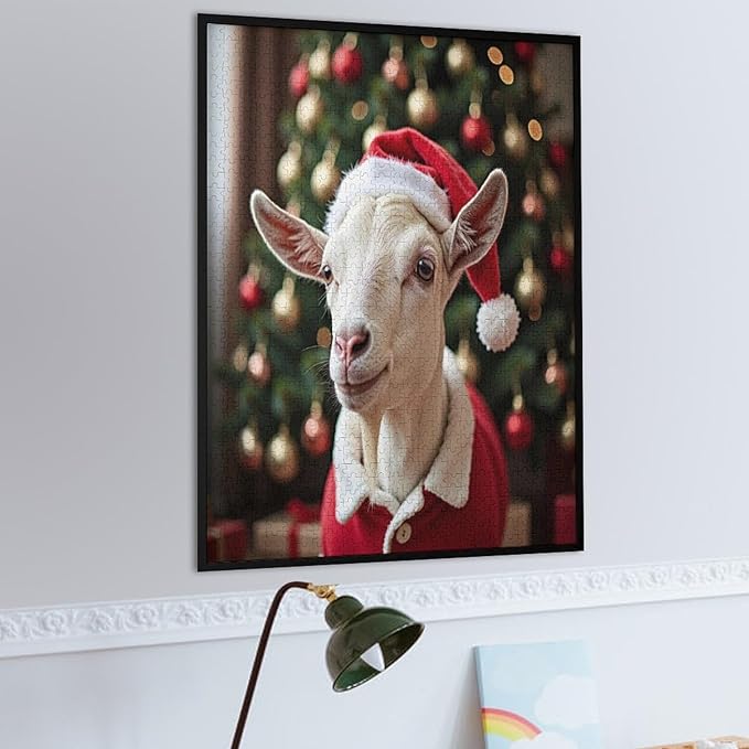 Christmas Sweater Goat Wooden Puzzle 1000 Pieces Jigsaw Puzzles for Adults Puzzle Educational Toys Challenging Fun Games Gifts for Elders Kids Family and Friends