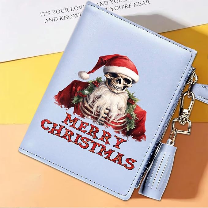 GEEAD Custom Design Small Wallets for Women Bifold Slim Coin Purse Zipper ID Card Holder for Christmas