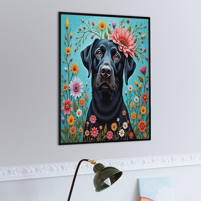 Jigsaw Puzzles for Adults 500 Piece - Black Labrador Dog Themed Wooden Puzzles，Puzzle Games Challenge Puzzles，Educational Games，Family Puzzles，Unique Gifts for Wall Art