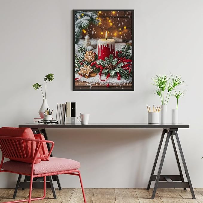 Jigsaw Puzzles for Adults 500 Piece - Merry Christmas，Christmas Candles Wooden Puzzle Puzzle Games， Stress Relief Games，Funny Puzzles，Unique Gifts for Wall Art ，Family Puzzles