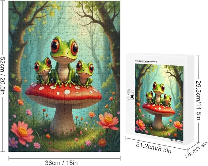 Jigsaw Puzzles for Adults 500 Piece - Colorful Frogs Wooden Puzzles, Family Puzzles，Educational Games，Challenge Puzzles Puzzle Games