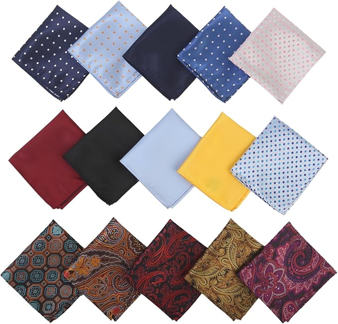 15 Pack Men's Pocket Squares, Soft Hankies Premium Mens Pocket Square Handkerchiefs Set