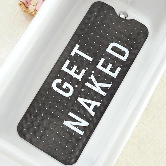 Bathtub Mat Non Slip, Get Naked Extra Long Bath tub Mat Shower Floor Mat with Suction Cups and Drain Holes for Adults Kids Elderly 40 X 16 Inch