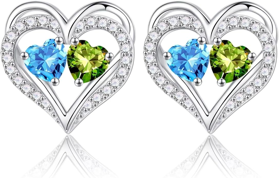 Iefil Valentines Day Gifts for Her - 925 Sterling Silver Birthstone Earrings, Anniversary Birthday Gifts for Women Wife Girlfriend Mom