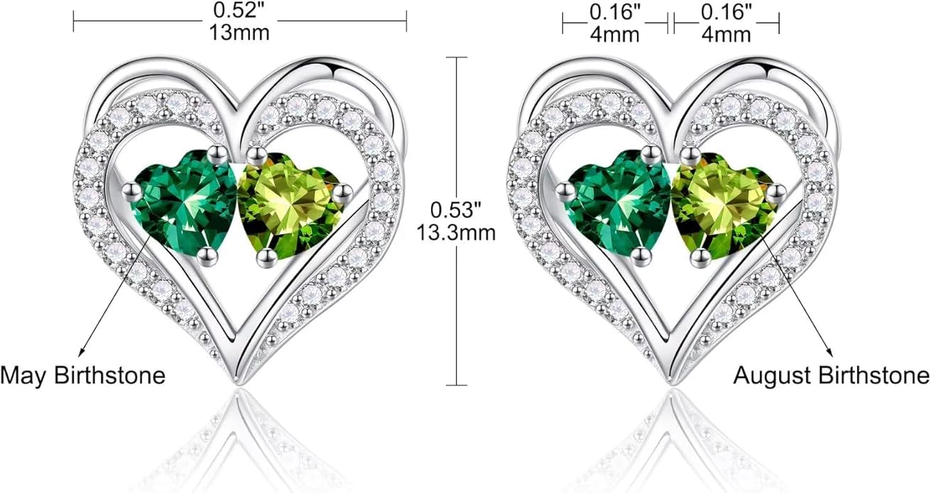 Iefil Valentines Day Gifts for Her - 925 Sterling Silver Birthstone Earrings, Anniversary Birthday Gifts for Women Wife Girlfriend Mom