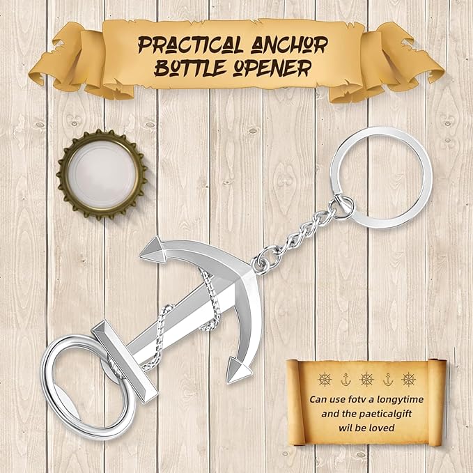 50pcs Anchor Keychain Bottle Opener for Wedding Baby Shower Party Gift Decoration, Nautical Themed Give Away Souvenir for Birthday, Graduation Party Celebration (Silver)