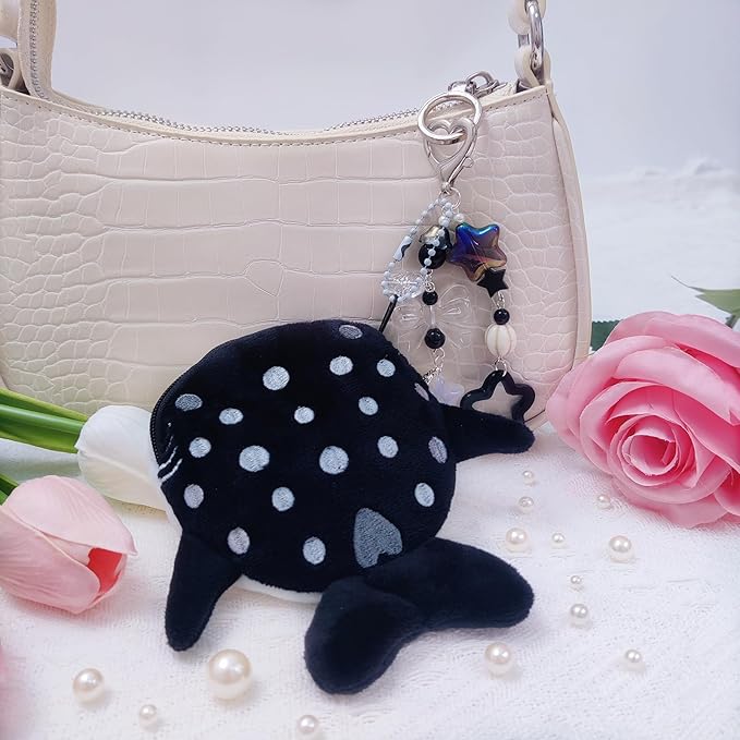 Cute Keychain Whale Shark Coin Purse Keychain Cute Plush Zipper Change Pouch, Kawaii Handmade Wallet for Women