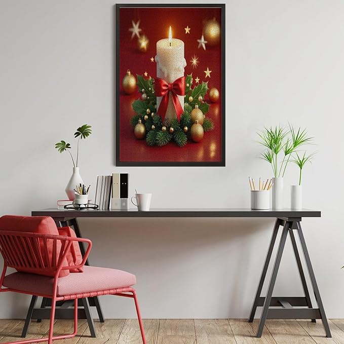 Jigsaw Puzzles for Adults 1000 Piece - Christmas Atmosphere Candle Light，Merry Christmas Themed Wooden Puzzles，Family Puzzles，Funny Puzzles，Stress Relief Games，Puzzle Games
