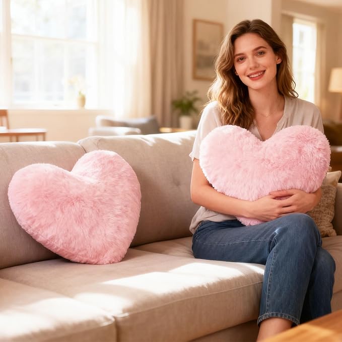 Fuxiqar 2 Pack Heart Throw Pillows