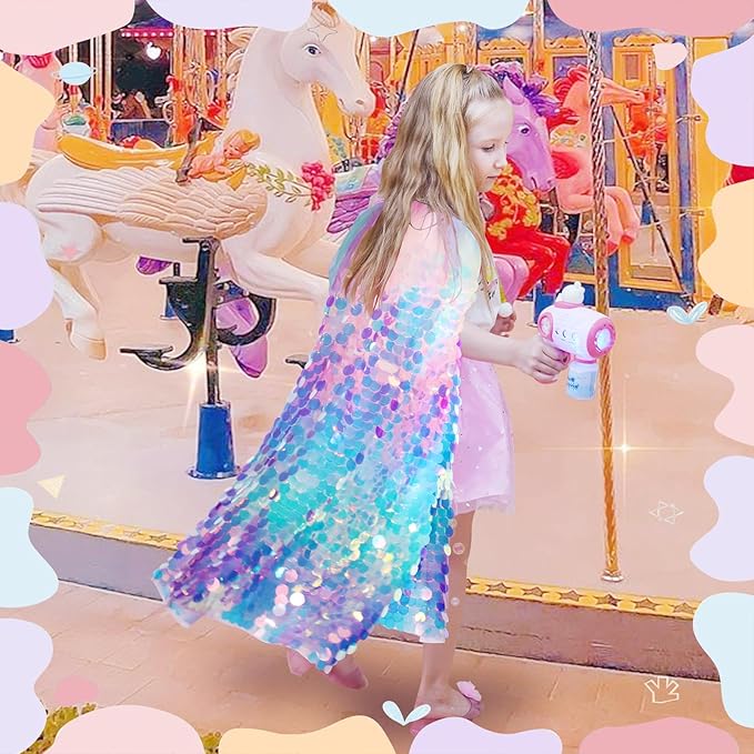 Meland Princess Dress Up for Girls 3-8, 11Pcs Mermaid Cape with Crown, Dress Up Clothes Birthday Gift Toys for Girls Toddlers