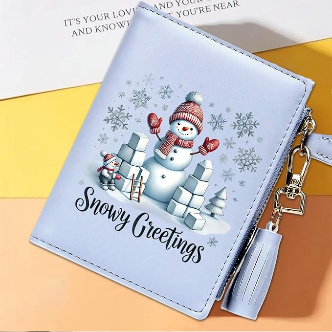 GEEAD Custom Design Small Wallets for Women Bifold Slim Coin Purse Zipper ID Card Holder for Christmas