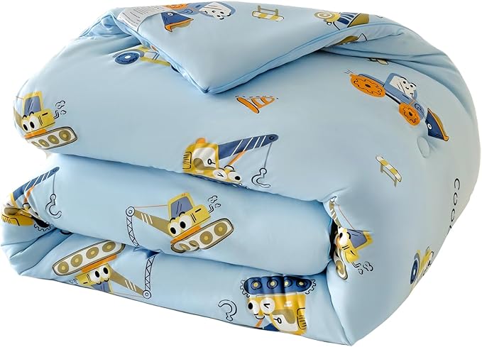 3PCS Comforter Set Queen Size, Ultra Soft Marshmallow Fluffy Comforter Bed Sets, Cute Bedding Set for Kids Boys Teen, Microfiber Lightweight All Seasons Bedroom (Truck)