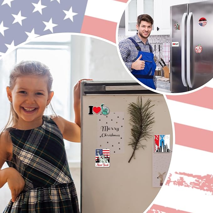 18 Pcs New York Fridge Magnet NYC City Magnetic Refrigerator Stickers Metal Magnet Souvenirs Gifts Refrigerator Magnets Home Decoration Accessories