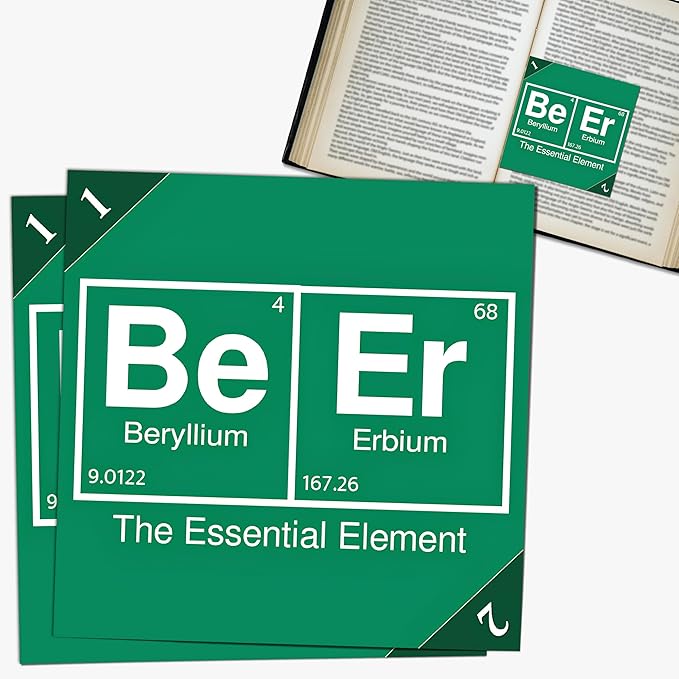 Bookmarks – Set of 2 | Beer: Essential Element | Beer-Themed Line-Marking Bookmark for Readers | Hilarious Gift for Bookish Dads, Bros & Brew Fans | Patented, Made in USA