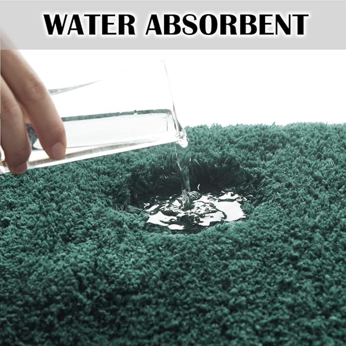 Suchtale Non Slip Bath Mat (16 x 24, Hunter Green) - Soft Microfiber Shaggy Mat, Water Absorbent, Machine Washable, Thick Plush for Shower