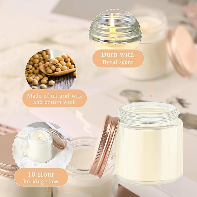 ACITHGL 36 Pcs 4oz Mini Mason Jar Candles Small Scented Candles Bulk Aromatherapy Ideal Souvenir Favors for Wedding Birthday Party (Vanilla, Lilac, Gardenia, Pink)