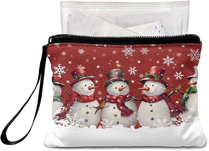 Dolyues Christmas Snowman Coin Purse Pouch Change Purse with Handle Cute Small Wallet for Women Men Makeup Bag Storage Bag Gift for Friends