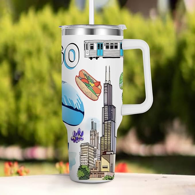 City Tumbler 40oz,Stainless Steel Water Bottle for Hot & Cold Beverages-City Gift Idea (Chicago)