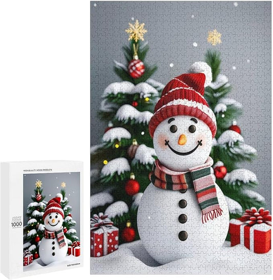 Wooden Puzzles for Adults 1000 Pieces, Christmas Winter Snowman, Each Piece is Unique and Perfectly Put Together, are Special Home Decorations, Fun Puzzles, Party Games, Family Toys