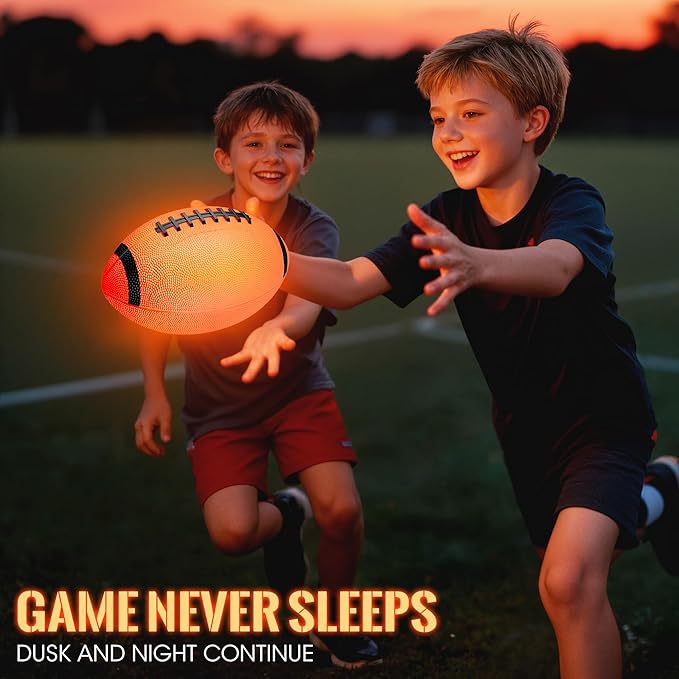 Glow in The Dark Football for Kids Boys Ages 8-12 15, Light Up LED Football Toys with Pump for Indoor/Outdoor Game, Fun Gift for Teens Christmas Birthday, Holiday Stuff Party Favor Supplie