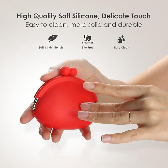 Coin Purse for Women – Silicone Small Coin Pouch with Kiss Lock for Coins, Keys, Lipstick, and Earphones – Mini Cute Change Purse, Coin Purse & Pouch for Daily Life, Cars, Travel, Party (Red)