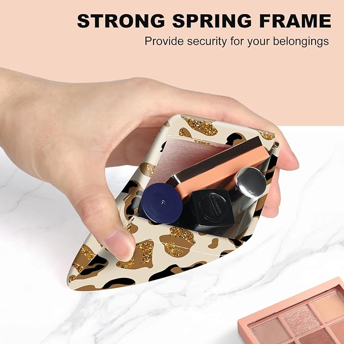 2Pcs PU Leather Small Squeeze Coin Purse Pouch Mini coin Bag Unique And Cute Wallet Cosmetic Bags Change Bag For Women Girls Men （Brown leopard print