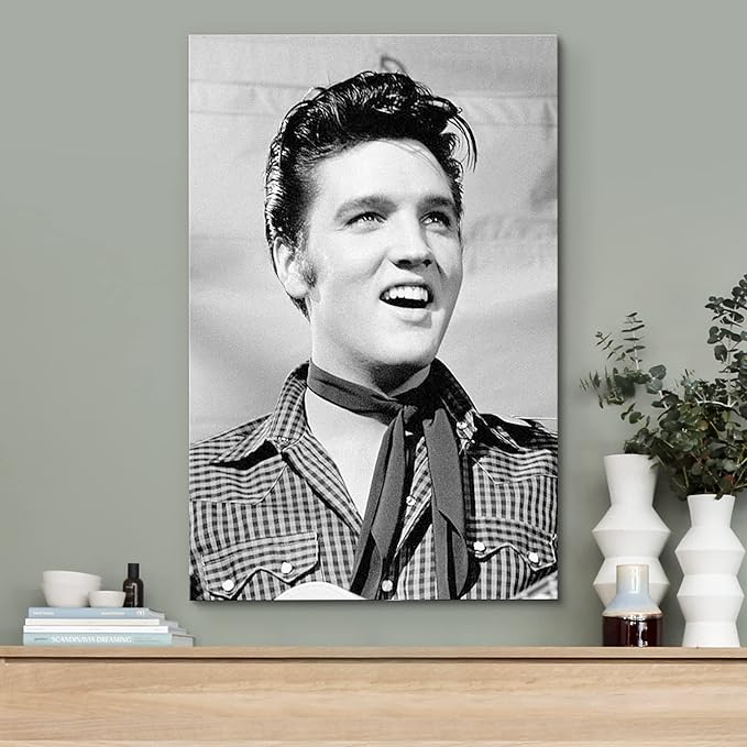 wall26 Canvas Print Wall Art Famous Celebrity Musician Rock & Roll Elvis Presley Historic Classic Photography Realism Traditional Portrait Vintage Retro for Living Room, Bedroom, Office - 16"x24"