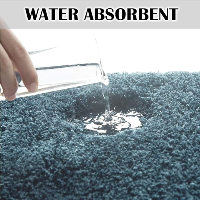 Suchtale Non Slip Bath Mat (16 x 24, Slate) Water Absorbent Soft Microfiber Shaggy Bath Mat Thick Plush Rug for Shower Machine Washable